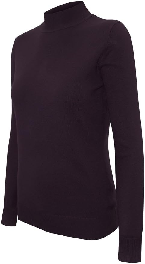 Cielo Women's Solid Basic Stretch Mock Neck Pullover Knit Sweater