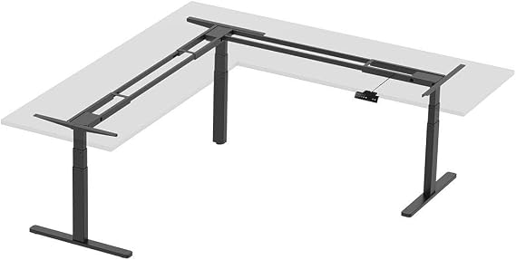 Monoprice Triple Motor Height Adjustable Sit-Stand Corner Desk Frame - 3 Leg Corner, L Shaped Table Base, Programmable Memory Settings, Lift Up to 265 Pounds, Black - Workstream Collection
