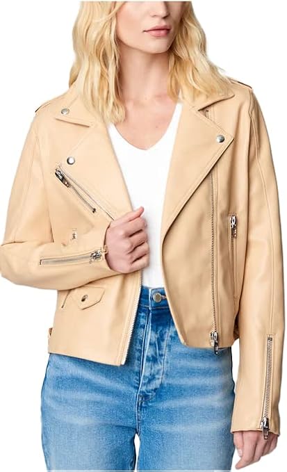 [BLANKNYC] womens Luxury Clothing Vegan Leather Moto Jacket, Comfortable & Stylish Coat