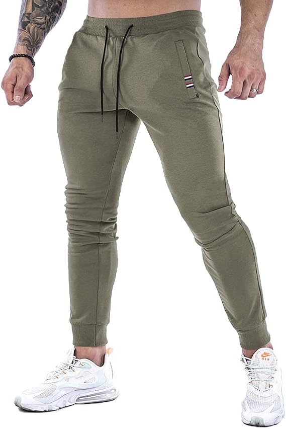 Men's Gym Jogger Pants Slim Fit Workout Running Sweatpants with Zipper Pockets