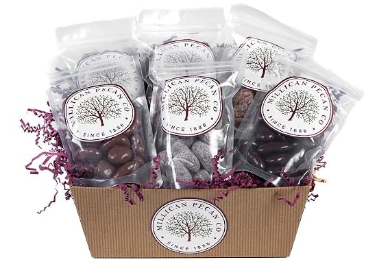 Millican Pecan Sampler Gift Basket - Flavored & Chocolate Pecans