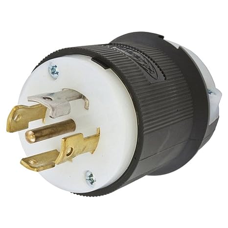 Hubbell Wiring Device-Kellems Plug,120/208VAC,30A,L21-30P,4P,5W,3PH, Black/White (HBL2811)