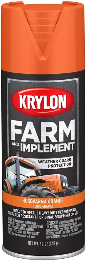 Krylon Farm & Implement Paint Aerosol Husqvarna Orange 12 Fl Oz (Pack of 1)