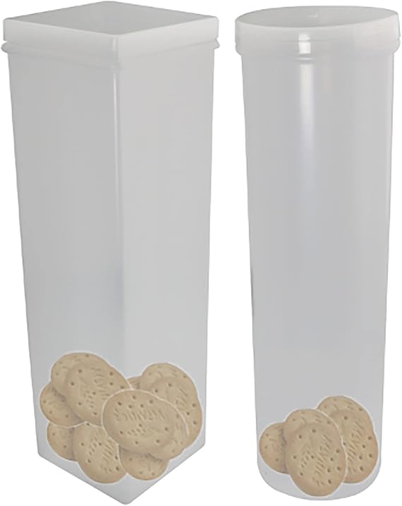 Saltine Cracker Sleeve Storage Container 2PCS Round and Square Clear Airtight Cookie Fresh Keeper