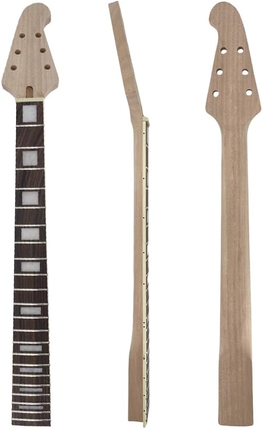 Yinfente Guitar Neck 22 fret 24.75 inch Electric Guitar Rosewood Guitar Fretboard Binding Headstock Block Inlay