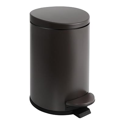 TIPGO Small Trash Can with Lid Soft Close, 4.5 Liters  1.2 Gallon Bathroom Garbage Can, Mini Step Trash Bin, Stainless Steel Wastebasket for Bathroom, Bedroom, Office Brown