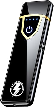 Touch Electric Lighter - USB Rechargeable, Windproof Coil Lighter with Auto Safety Shut-Off, Elegant Compact Design, Ideal for Gifting (Black Ice)