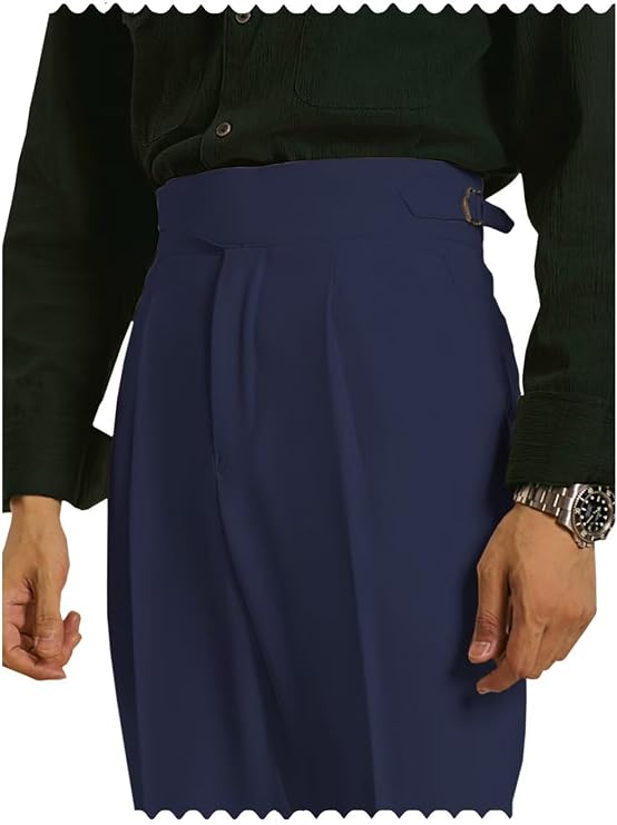 Men's Dress Pants Slim Fit Flat Front Classic Gurkha Pants Casual Formal Office Lightweight Trousers
