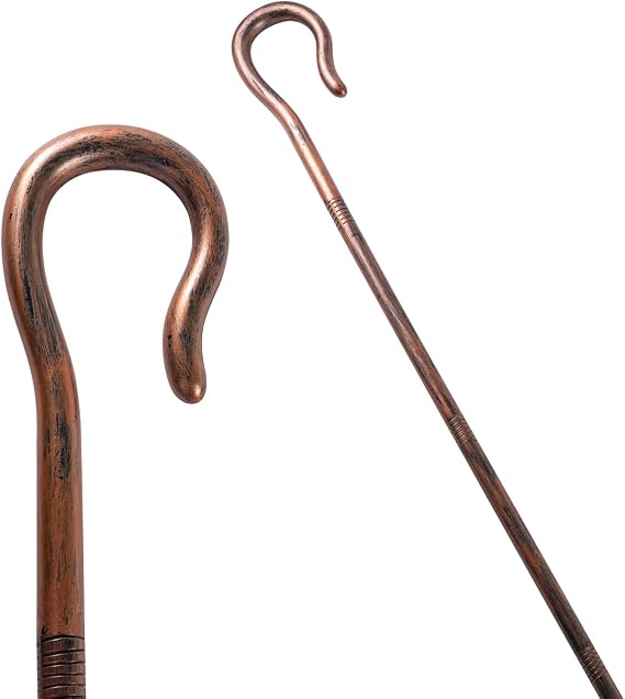 Spooktacular Creations Halloween Shepherd Staff, Shepherd's Crooked Walking Cane Accessory for Costume Dress Up Party, Crook Prop Stick for Kids Men Women Halloween Party