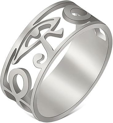 UNIFT Eye of Horus Ankh Cross Rings for Women Men Stainless Steel Ancient Egyptian Cross The Eye of Horus Ring Protection Jewelry