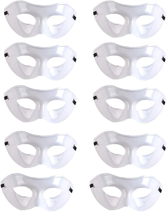 Rgontar 10 Adet Üniseks Retro Maskeli Balo Maske Yüz Maskesi Fantezi Elbise Kostüm Cadılar Bayramı Partisi için Venedik Maskesi (Beyaz)