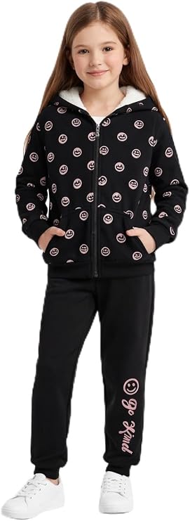 Real Love Girls 2 Piece Zip Hoodie with Sherpa Hood and Jogger Set (7-12)
