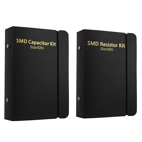 SMD 0201 Resistors Kit Bundle with 0201 Capacitors Assortment Folder- Sample Book Kit for Electronic Components.