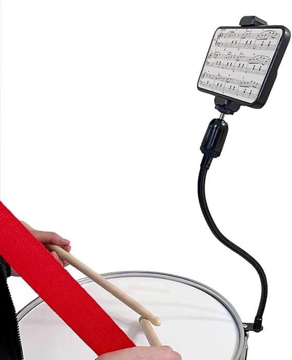 Musical Instrument Phone Stand for Marching Snare Drum and Bass Drum, Adjustable Snare Drum Phone Lyre for Marching Drum Accessories (Black, Standard)