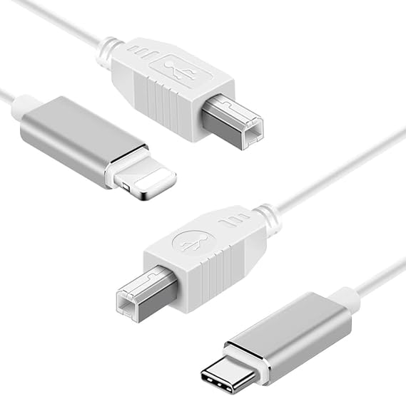 MeloAudio 2-Pack USB 2.0 Cable Type B & Type C to Midi Cable OTG Cable Compatible with iOS Devices to Midi Controller, Electronic Music Instrument, Midi Keyboard, Recording Audio Interface, 5FT