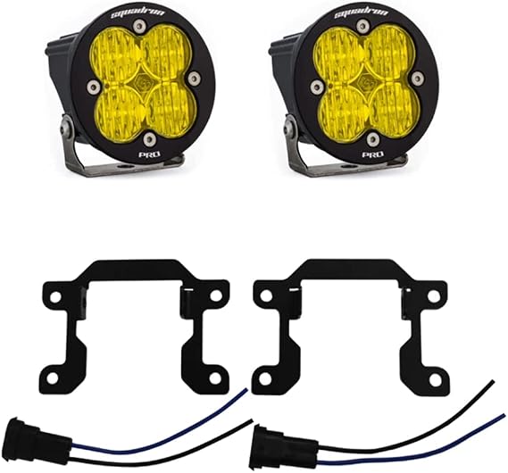 Baja Designs Squadron-R Pro Fog Pocket Kit - Compatible with Ford Fiesta, Fusion, Focus, Transit, Mustang; Subaru BRZ, Forester, Legacy, WRX, Crosstrek, Impreza, Outback WRX (Wide Cornering; Amber)