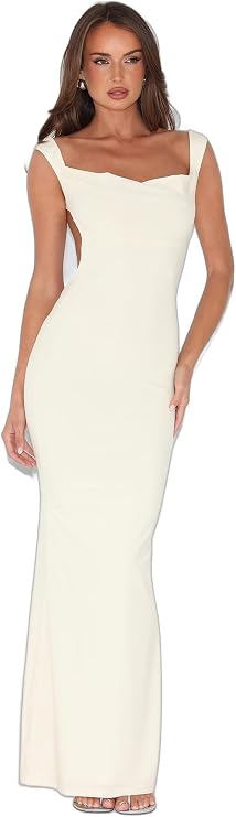 Tiger Mist Women's Morana Backless Maxi Dress with Cowl Neck and Sculpting Fit