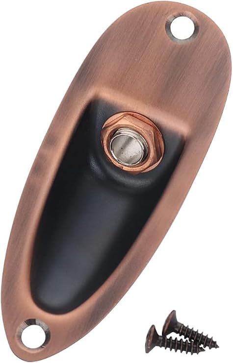 Boat Style 1/4" Loaded Guitar Input Output Jack Socket Plate Ferrule Replacement for Fender Strat Stratocaster Electric Guitar (Red copper)