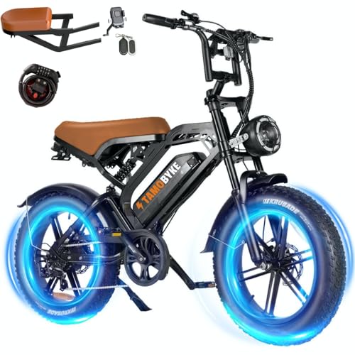 Tamobyke Electric Bike for AdultsTeens Age 16,750W1500W Peak Motor,3033mph Max Speed.48V15.6Ah18.2Ah Battery,35-80Miles Max Range, 20 Fat Tire Ebike for CommuteOffroadRainSnow Riding.