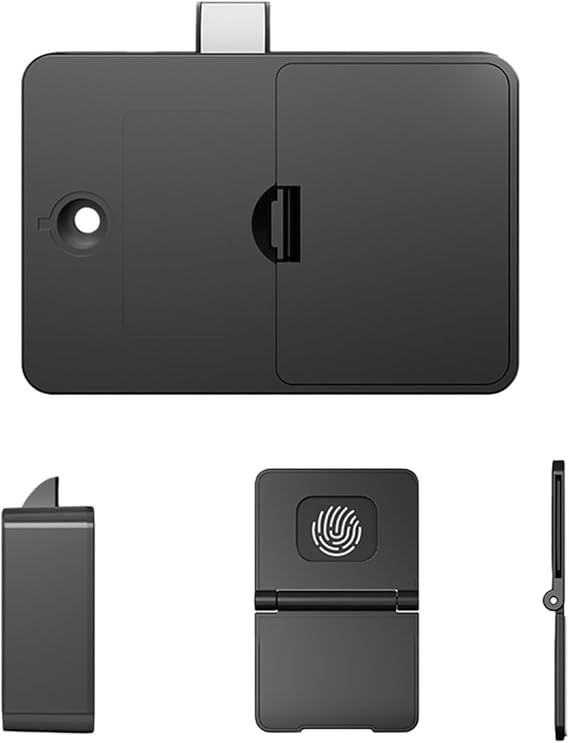 Smart Fingerprint Drawer Lock with Handle, Keyless Entry via for RFID Card for Cabinet for ACCESS, Zinc Alloy Build, Gray Finish, 374x197x276 Inch(C)