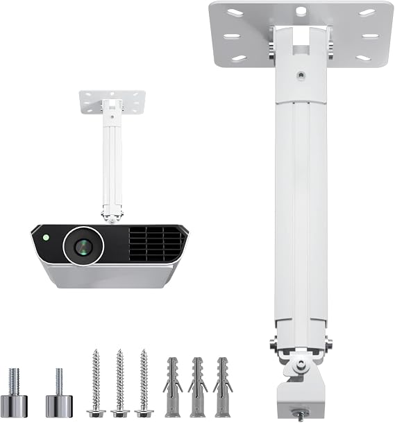 suptek Universal Ceiling Wall Projector Mount with 533mm Extendable Pole & Thread Adapters for Most Projectors up to 13.6kg