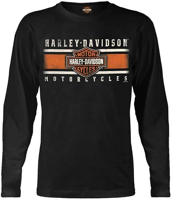 Harley-Davidson Men's Custom Iconic B&S Long Sleeve Crew-Neck Shirt - Black