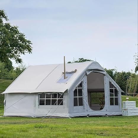 Inflatable Camping Tent with Pump & Stove Jack - Quick Setup for Outdoor Adventures and Glamping