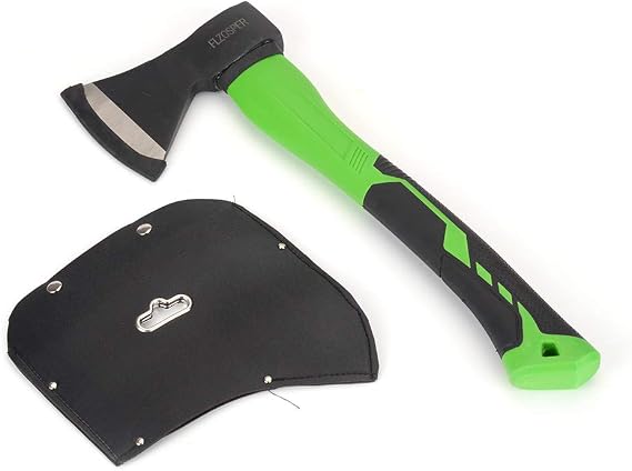 FLZOSPER Chopping Axe,15 Camping Hatchet,Forged Steel Wood Splitting Tool with Strong Fiberglass Handle and Anti-Slip Grip with Anti-Slip Grip-Even Free Head Cover