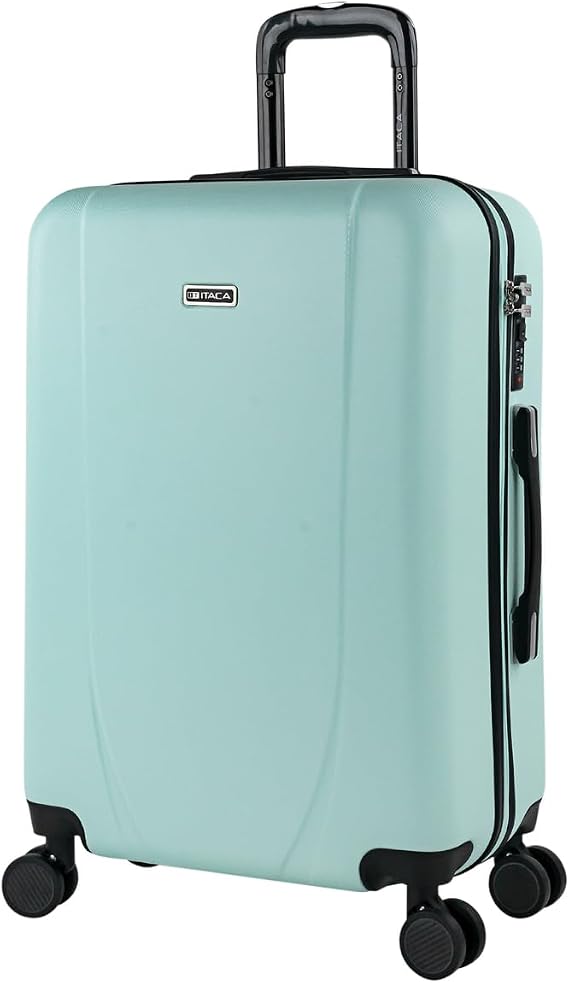 ITACA - Lightweight Hard Travel Suitcase Set Cabin, Medium, Large with Combination Lock, mint green, Casual