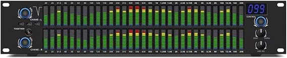31-Band Digital Equalizer, Dual Channel Stereo Graphic EQ, With LED Spectrum Display, Customize 10 Preset Results, For Home Audio Professional Sound System(Schwarz)
