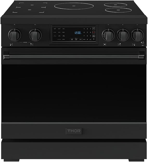 Gordon Ramsay by THOR Kitchen 36 Inch Professional Freestanding Induction Range in Black