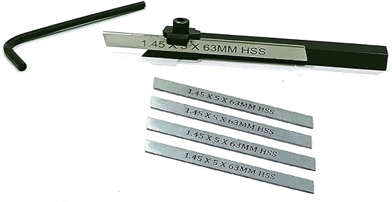 Mini Cut Off Parting Tool Holder for Unimat, Seig, Emco, Proxxon's, Grizzly Small Lathes ((Shank 8 mm w/ 4 Spare Blade))