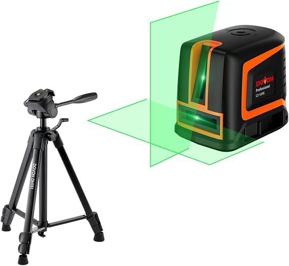 DOVOH Rechargeable Laser Level Cross Line with Tripod, Class II