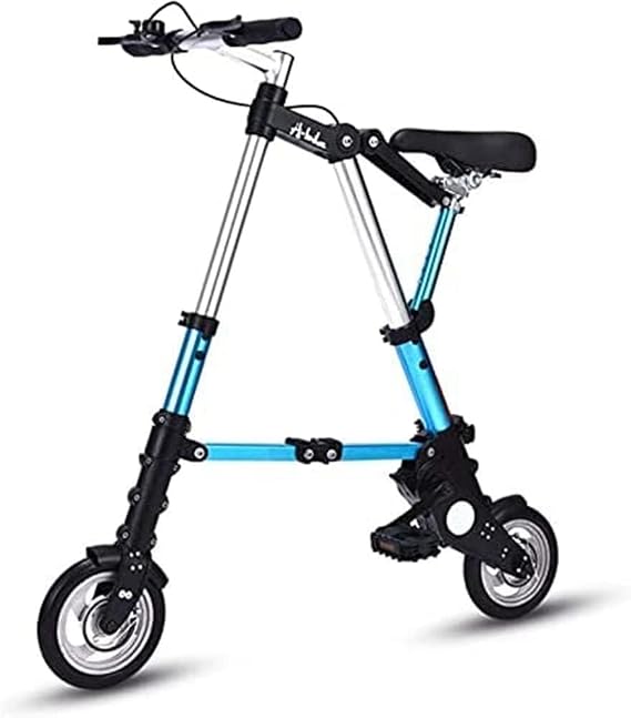 8 Inch Folding Bike, Lightweight Aluminum Folding Bike, Comfortable Adjustable City Bike, Aluminum Frame, Outdoor Travel Bike for Men Women