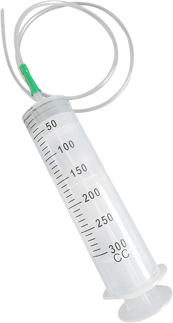 2Pcs Oil Syringe 300ml Large Syringe Plastic Measuring Oil Suction with Tube Multifunction Practical for Fluid Suction Nutrient Measuring Refilling Animal Feeding