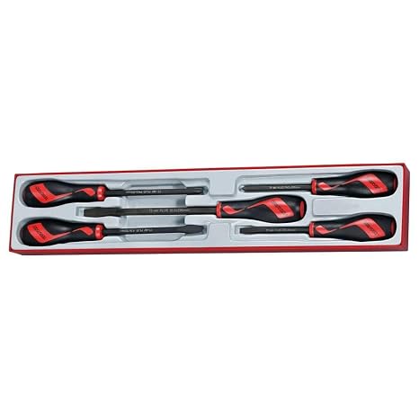Teng Tools 5 Piece Impact Power Thru Flat Regular and PH Type Screwdriver Set - TTXMDTN, Silver