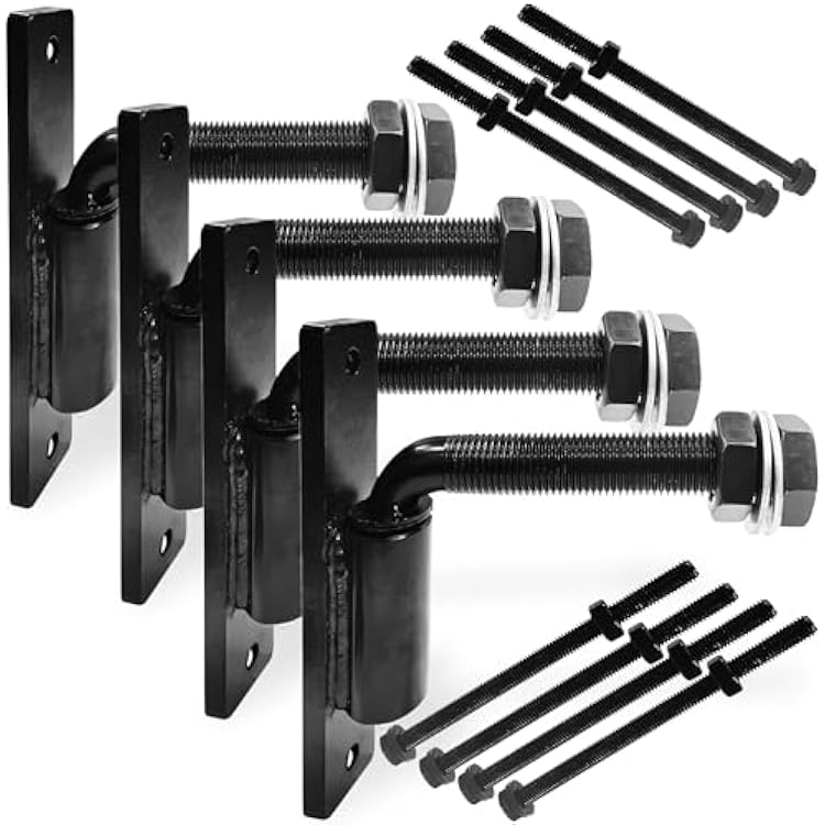 4-Pack Heavy Duty 5 J-Bolt Gate Hinge Set, 4800 lbs Capacity - No-Weld Installation with Pre-Welded Screws for Wood & Metal Gates, Includes 8 Reinforced Mounting Bolts