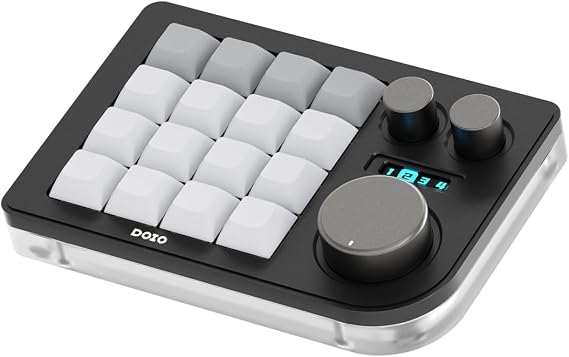KEEBMONKEY Megalodon Triple Knob Macro Pad Programmable Designer Mini Keyboard 16 Keys (Black)