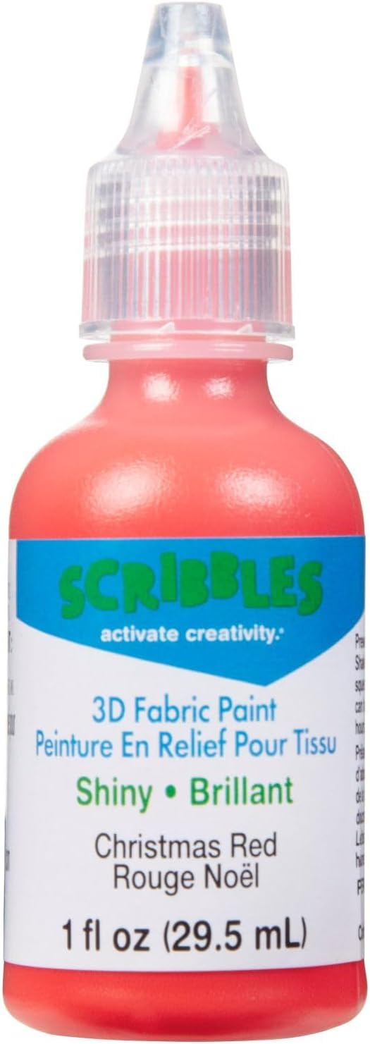 Scribbles 11312 3D Fabric Paint Shiny-Christmas Red, 1 Oz
