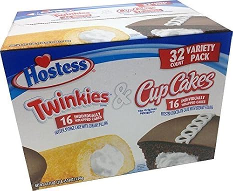 Hostess Twinkies & Cupcakes (16 Twinkies & 16 Cupcakes), Individually Wrapped, 32 Total