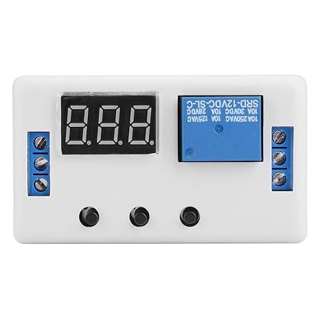12V Time Delay Relay Module, Digital Programmable LED Display Control Switch with Adjustable Timing 10A Load Memory Function for Industrial Automation Robotics Plastic 1pc