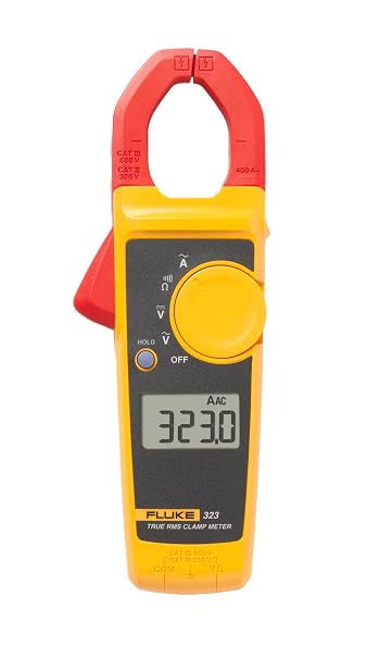 Fluke 323 Clamp Meter for Commercial/Residential Electricians, Measures AC Current to 400 A & AC/DC Voltage to 600 V, Resistance and Continuity, and Soft Carrying Case