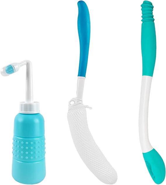 3-Piece Toilet Aid Set for Gentle Bottom Wiping, Butt Cleaner Wiper Tool for Women Men, Poop Stick, for Elderly, Overweight, Obese, Pregnant, Handicap, Disabled, and Post-Surgery Individuals