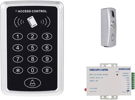 Door Access Control System, Password Keypad + Power Supply Control + Door Exit Button Suitable for Apartment, Office, Access Control