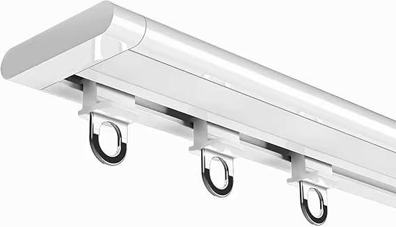 Single Ceiling Curtain Track Heavy Duty Curtain Rod Track Ceiling Mount Ceiling Track System Room Divider Curtain Rods Track Easy to Install for Privacy in Open Rooms(White,1.9m(6.2ft))
