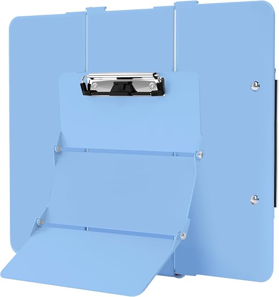 Nursing Clipboard Foldable Without Edition Cheat Charts, 3 Layers Aluminum, Nurse Board w/Low Profile Clip&Pen Clip Pocket, Light Blue