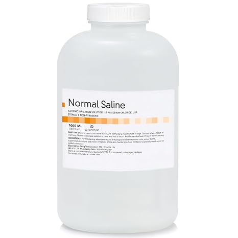 0.9% Normal Saline Solution - 1000 ml - Filtered and Sterile - Made in The USA