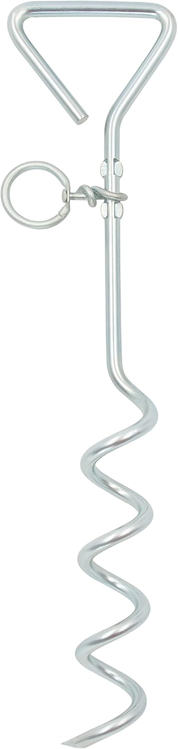 Milestone Camping 31690 Outdoor Corkscrew Tie Out Stake  Keyring Attachment  Tether Pets and Tents  Ideal for Camping, Hiking, Fishing and More