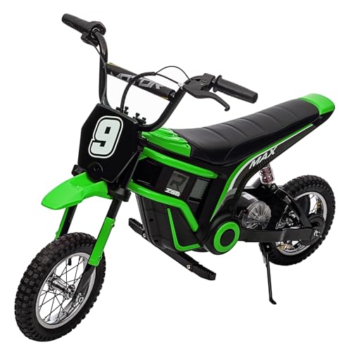 24V Kids Electric Motorcycle with Shock-Absorbing Design,350w 3-Speed Dirt Bike with Twist-Grip ThrottleHand-Operated Rear Brake,Up to 14.29 MPH,Max Load 135 Lbs,Seat Height 18.3 Inch,for Aged 8-14