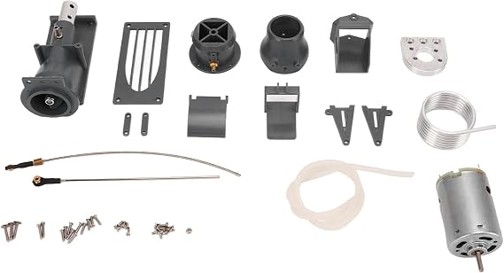 RC Boat Thruster Jet Pump Set, 26mm Water Jet Thruster with 540 Brush Motor and Radiator Tube, Gray Propulsion System for 6-8kg Remote Control Boats